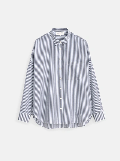 Shop Alex Mill Jo Shirt In Striped Cotton Poplin In Navy/white