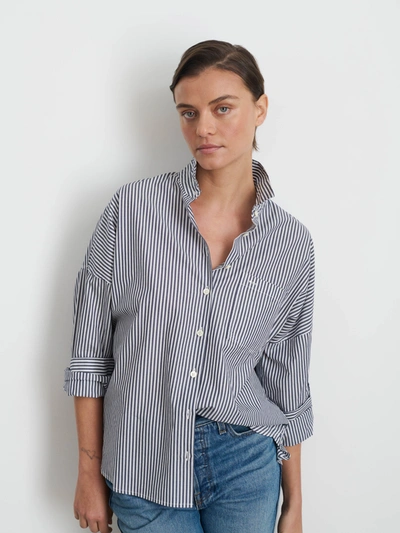 Shop Alex Mill Jo Shirt In Striped Cotton Poplin In Navy/white
