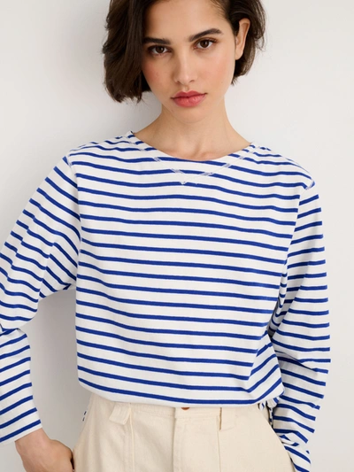 Shop Alex Mill Lakeside Striped Tee In Natural/blue