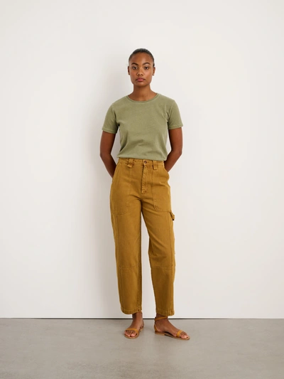 Shop Alex Mill Scout Crewneck Tee In Vintage Wash In Army Olive