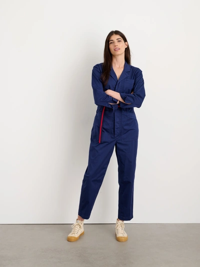 Shop Alex Mill Standard Jumpsuit In Cotton Twill In Dark Navy