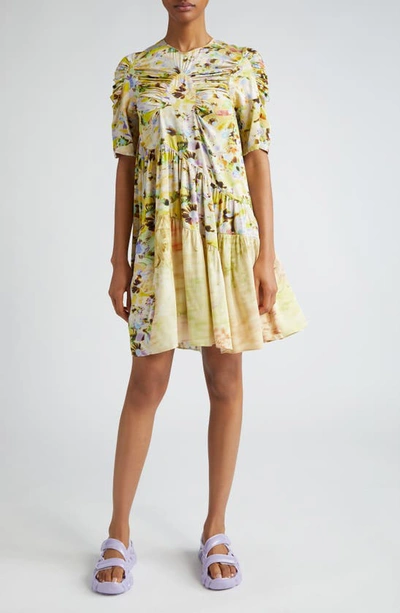 Shop Collina Strada Arc Floral Short Sleeve Dress In Puzzle Flower