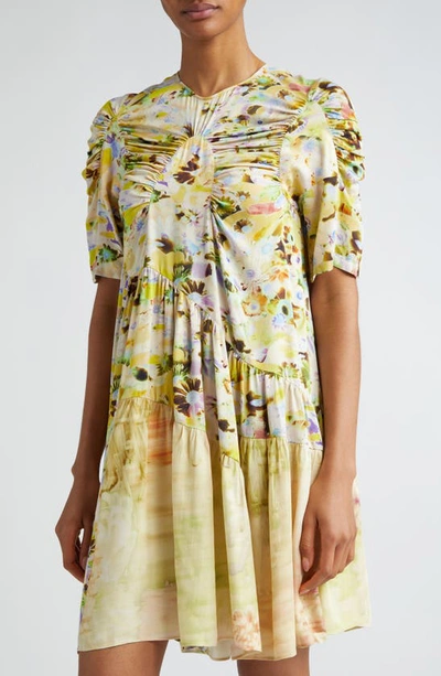 Shop Collina Strada Arc Floral Short Sleeve Dress In Puzzle Flower