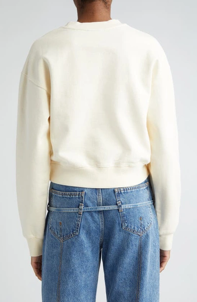 Shop Jacquemus Le Grosgrain Logo Cotton Fleece Crop Sweatshirt In Light Beige