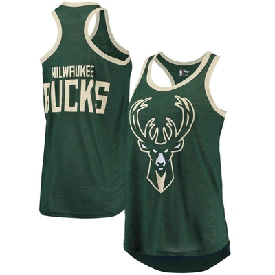 Shop G-iii Sports By Carl Banks Hunter Green Milwaukee Bucks Showdown Scoop-neck Racerback Tank Top