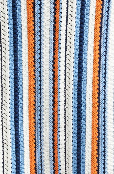 Shop Akris Punto Stripe Open Stitch Sweater Skirt In Blue Multicolor