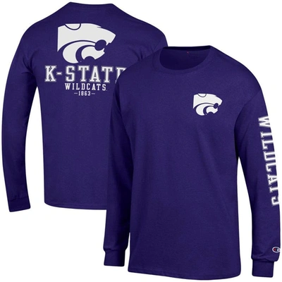 Shop Champion Purple Kansas State Wildcats Team Stack Long Sleeve T-shirt