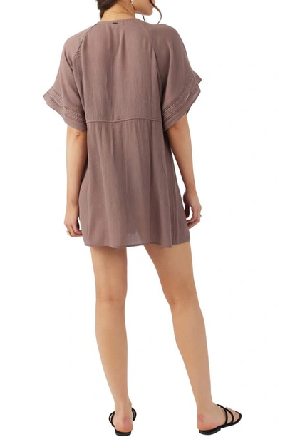 Shop O'neill Wilder Lace Trim Cover-up Dress In Deep Taupe