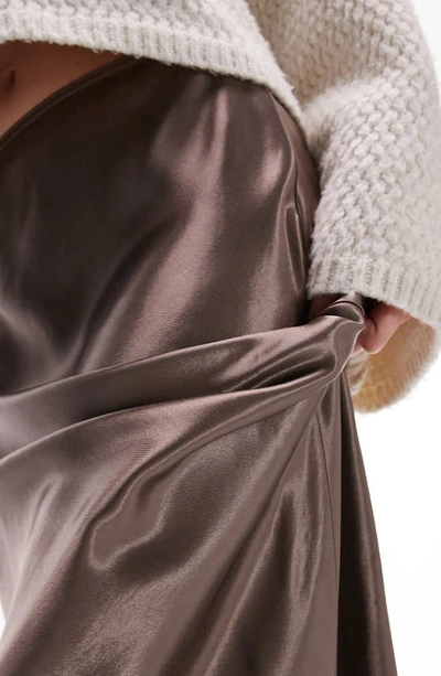 Shop Topshop Bias Cut Satin Maxi Skirt In Grey