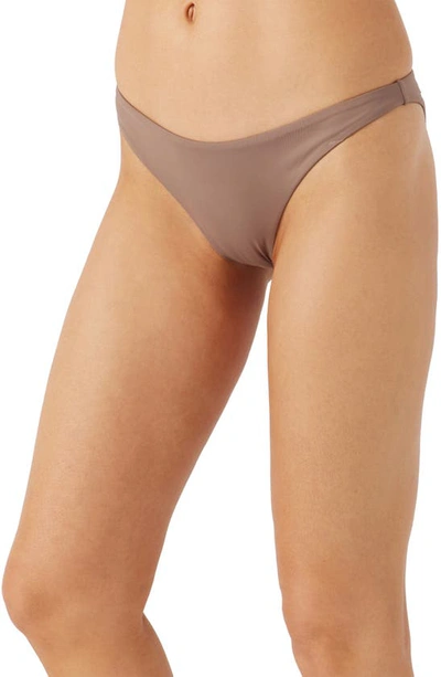 Shop O'neill Rockley Saltwater Solids Bikini Bottoms In Deep Taupe