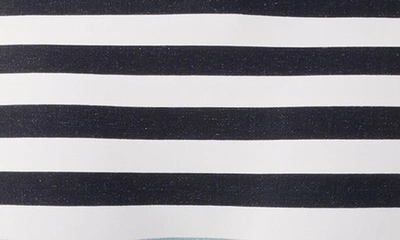 Shop O'neill Merhaba Stripe High Cut Bikini Bottoms In Black Multi Colored