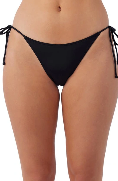Shop O'neill Saltwater Solids Maracas Side Tie Bikini Bottoms In Black