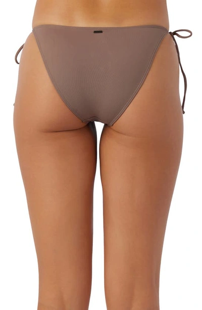 Shop O'neill Saltwater Solids Maracas Side Tie Bikini Bottoms In Deep Taupe