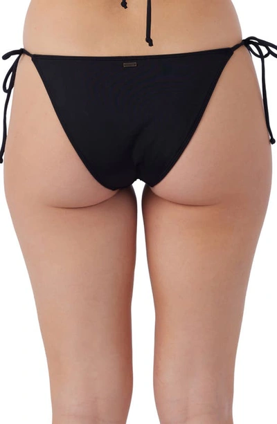 Shop O'neill Saltwater Solids Maracas Side Tie Bikini Bottoms In Black