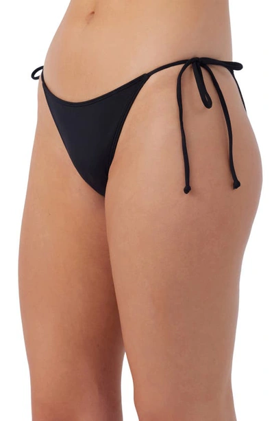 Shop O'neill Saltwater Solids Maracas Side Tie Bikini Bottoms In Black