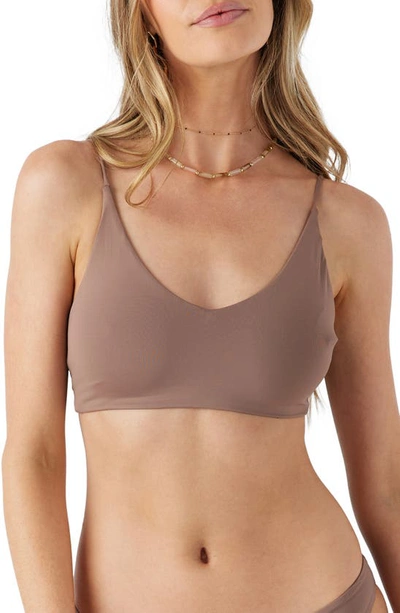 Shop O'neill Huntington Saltwater Solids Bikini Top In Deep Taupe