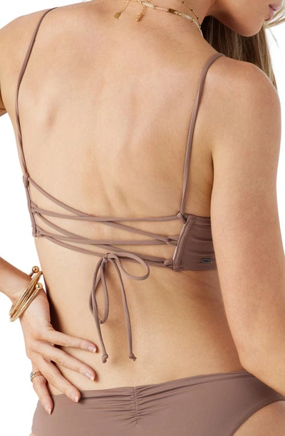 Shop O'neill Huntington Saltwater Solids Bikini Top In Deep Taupe