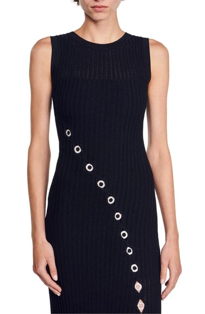 Shop Sandro Evy Sleeveless Midi Sweater Dress In Black