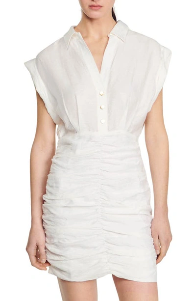 Shop Sandro Romy Ruched Minidress In White