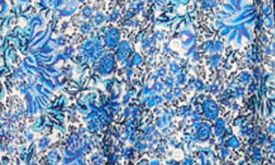 Shop Sandro Anjy Floral Tie Waist Shirtdress In Blue/white