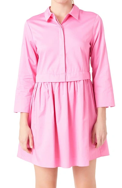 Shop English Factory Long Sleeve Mini Shirtdress In Pink