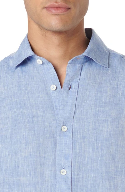 Shop Bugatchi Axel Linen Button-up Shirt In Classic Blue