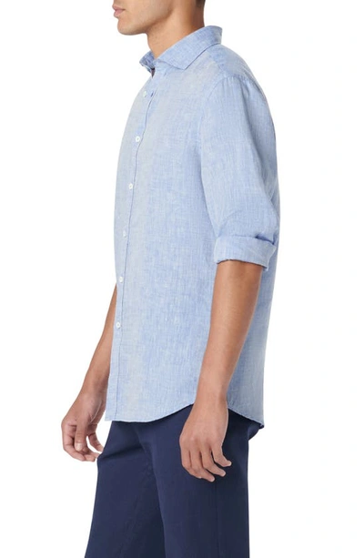 Shop Bugatchi Axel Linen Button-up Shirt In Classic Blue