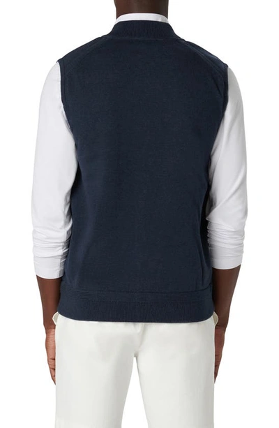 Shop Bugatchi Cotton Zip-up Sweater Vest In Navy