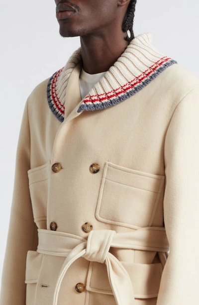 Shop Bode Berkshires Double Breasted Wool Coat In Cream