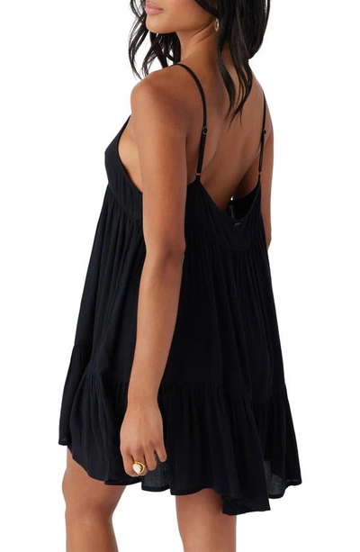Shop O'neill Rilee Crinkle Tiered Cover-up Dress In Black
