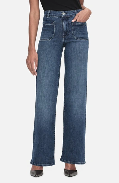 Shop Frame Le Slim Palazzo Pocket Wide Leg Jeans In Thunderstorm