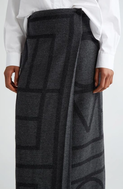 Shop Totême Monogram Wool Maxi Skirt In Dark Grey Melange