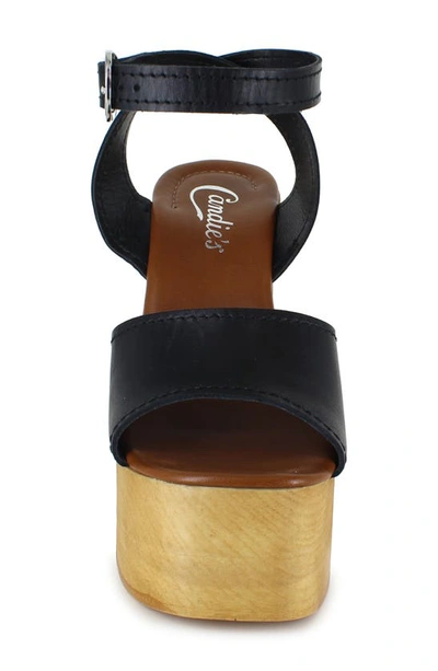 Candies Ida Platform Sandal In Black Leather