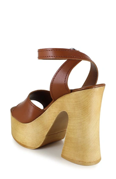Candies Ida Platform Sandal In Tan Leather