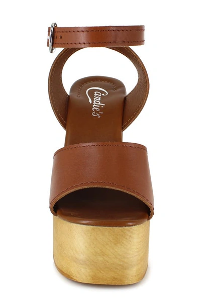 Candies Ida Platform Sandal In Tan Leather