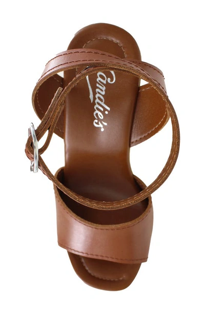 Candies Ida Platform Sandal In Tan Leather