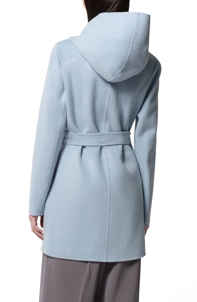 Soia & Kyo Arlette Tie Waist Hooded Wool Blend Jacket In Breeze