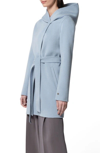 Soia & Kyo Arlette Tie Waist Hooded Wool Blend Jacket In Breeze