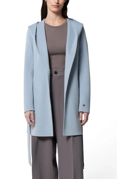 Soia & Kyo Arlette Tie Waist Hooded Wool Blend Jacket In Breeze