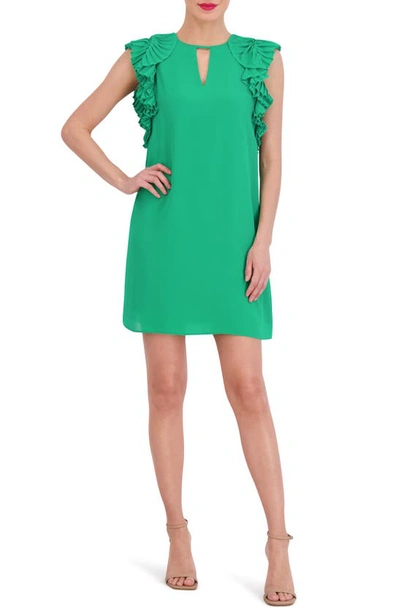 Shop Vince Camuto Pleated Sleeve Chiffon Float Dress In Green