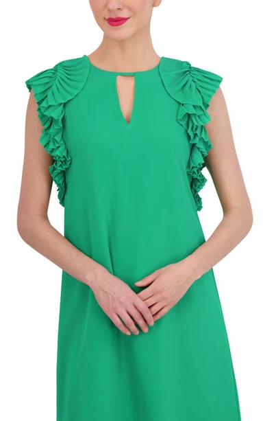 Shop Vince Camuto Pleated Sleeve Chiffon Float Dress In Green