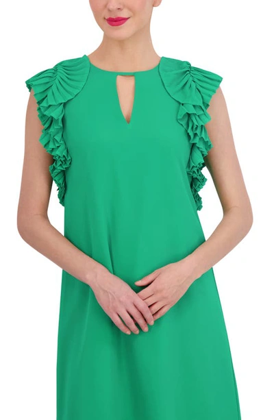 Vince Camuto Pleated Sleeve Chiffon Float Dress In Green