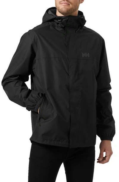 Shop Helly Hansen Vancouver Hooded Rain Jacket In Black