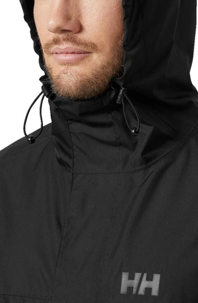 Shop Helly Hansen Vancouver Hooded Rain Jacket In Black