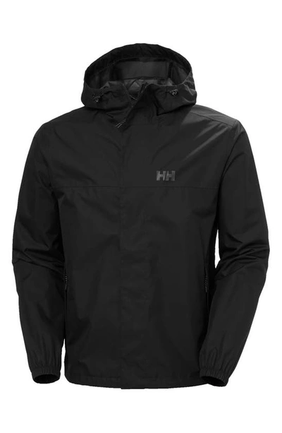 Shop Helly Hansen Vancouver Hooded Rain Jacket In Black