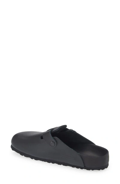Birkenstock Black Leather Boston Sandals With Cork-latex Footbed In Black