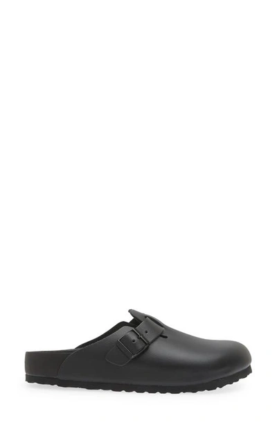 Birkenstock Black Leather Boston Sandals With Cork-latex Footbed In Black