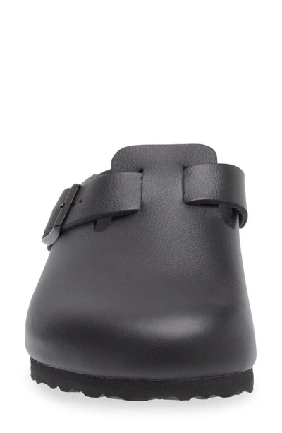 Birkenstock Black Leather Boston Sandals With Cork-latex Footbed In Black