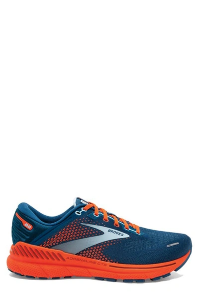 Shop Brooks Adrenaline Gts 22 Running Shoe In Blue/ Light Blue/ Orange