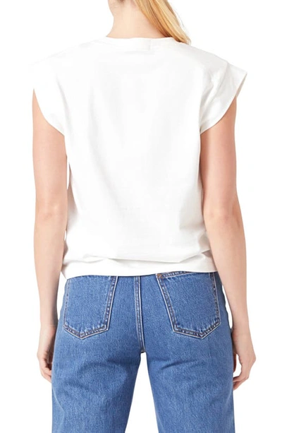 English Factory Cap Sleeve Jersey T-shirt In White